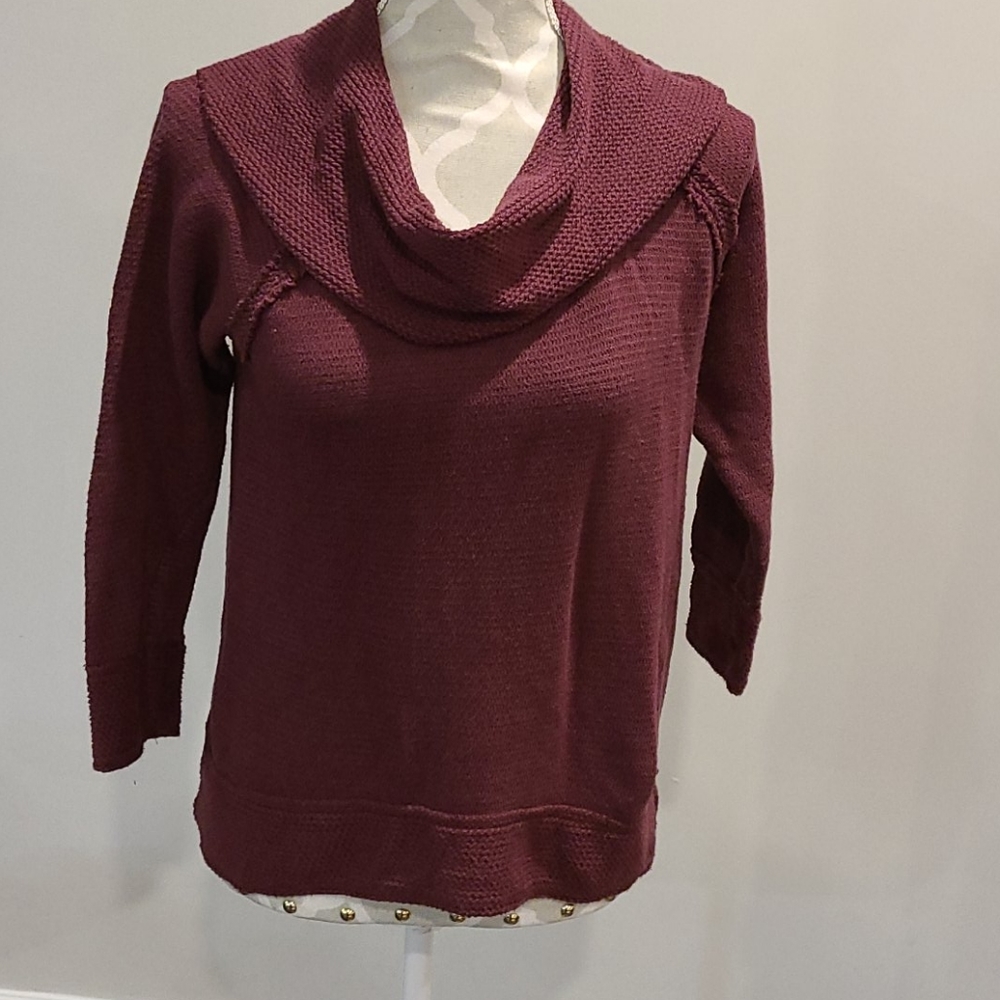 Lucky Brand Burgundy knit cowl neck sweater